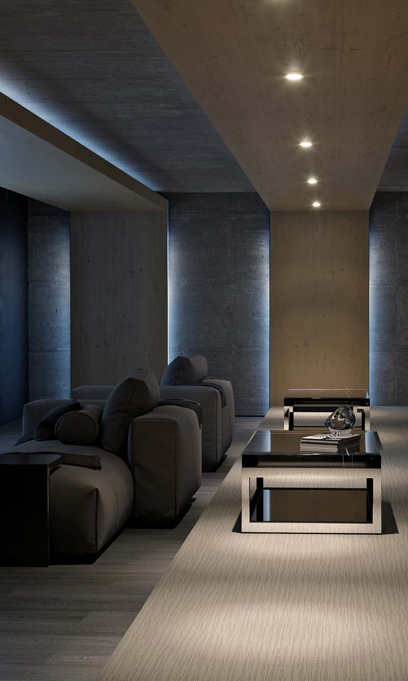 Acoustical Treatments in a home theater with pink tones
