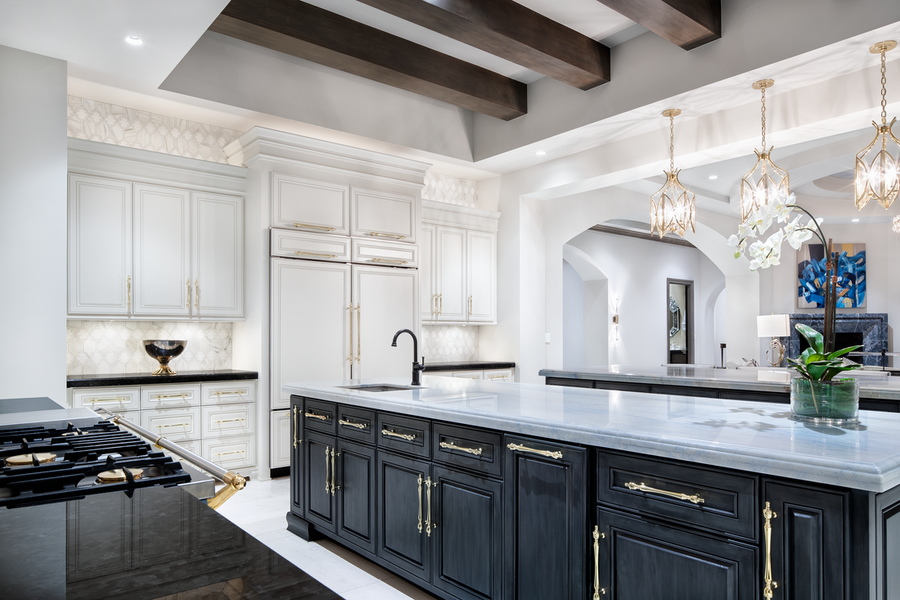 a brightly lit kitchen illuminated by Lutron lights