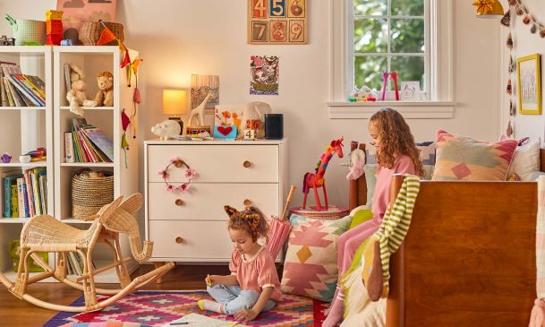 sonos girls playing in a playroom