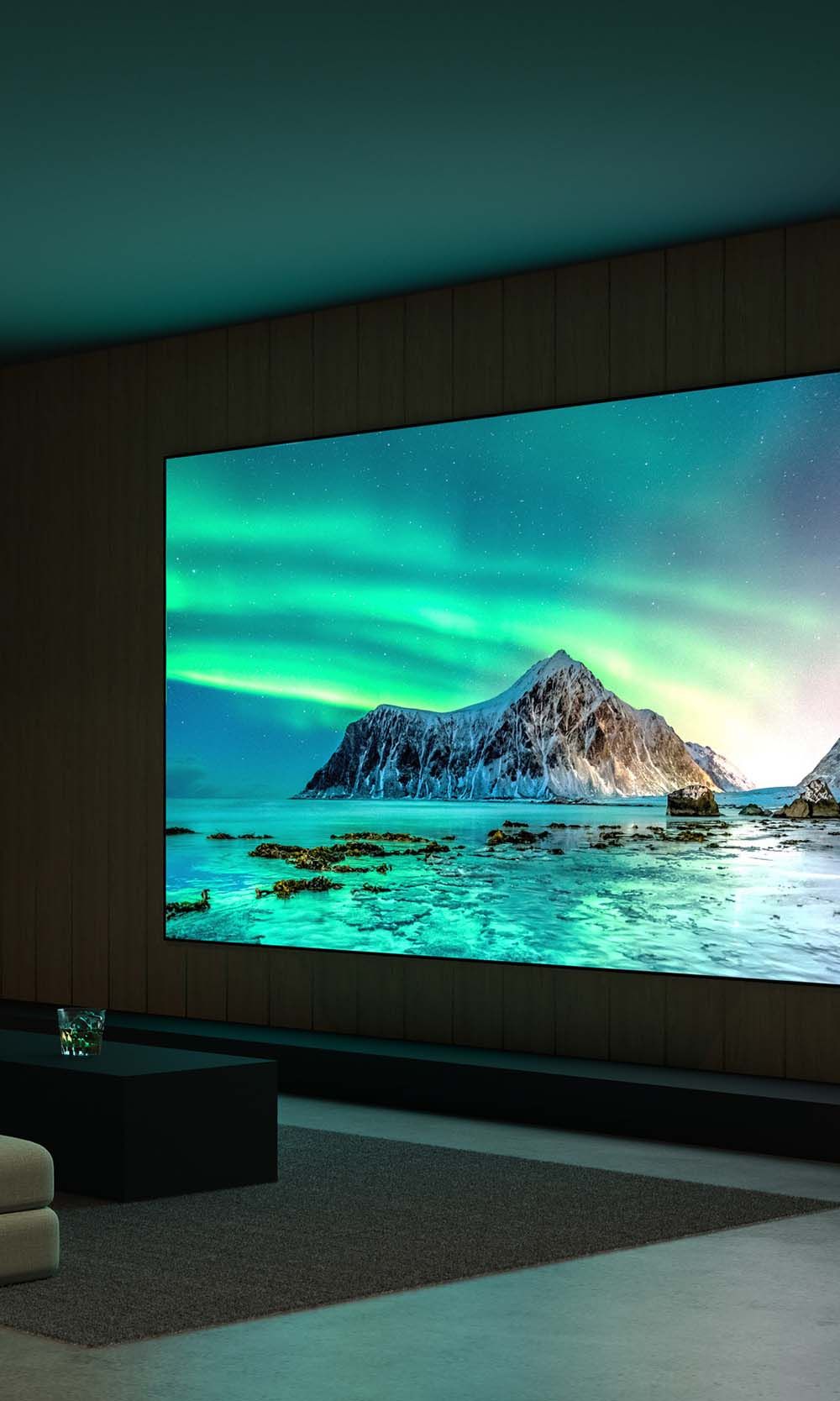 Sony home theater with a pull down projection screen